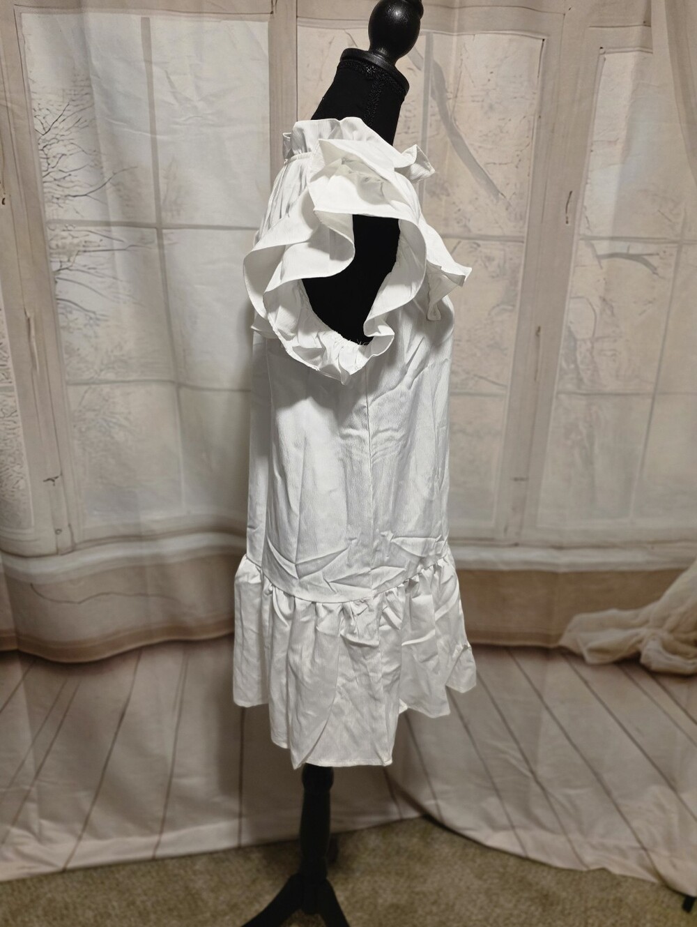 Kohl's White Ruffle Sleeve Mini Dress - Picture 3 of 5